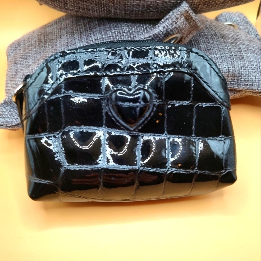 Brighton Heart Brown Croc Patent Leather Small Coin Purse! - Picture 3 of 7